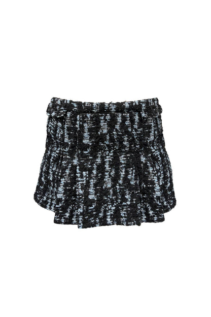 Cornflower Tweed Pleated Mini Skirt | Anna Sui