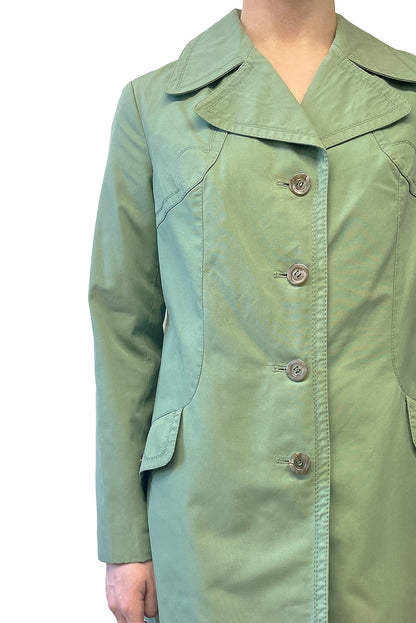 Vintage Sixties C&A Green Button Up Trench Coat | Anna Sui