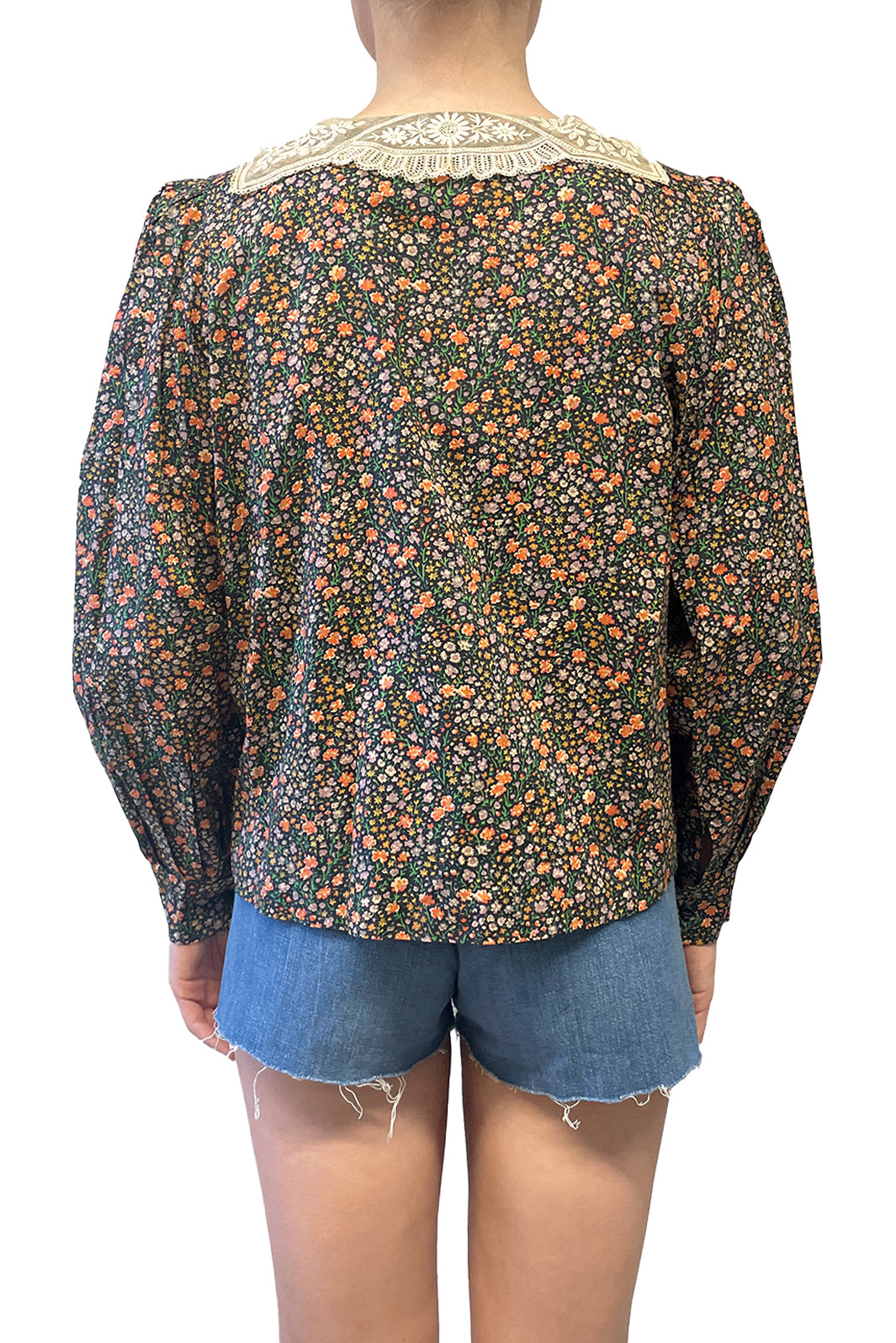 Vintage Lace Collared Floral Button Up Blouse | Anna Sui