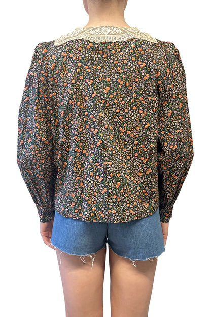 Vintage Lace Collared Floral Button Up Blouse | Anna Sui
